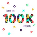 Thank you 100000 followers numbers postcard.